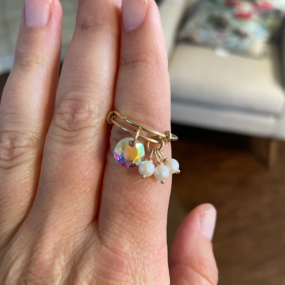 NWOT Swarovski Crystal Gold Filled Adjustable Cluster Ring